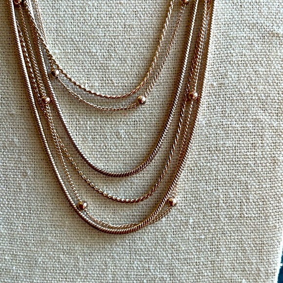 Multistrand Goldtone Necklace - Multiple Different Chain Styles in on necklace! - Picture 6 of 9